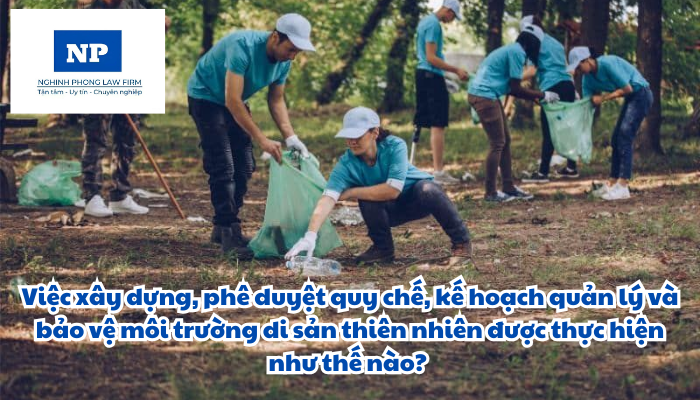 Việc xây dựng, phê duyệt quy chế, kế hoạch quản lý và bảo vệ môi trường di sản thiên nhiên được thực hiện như thế nào?